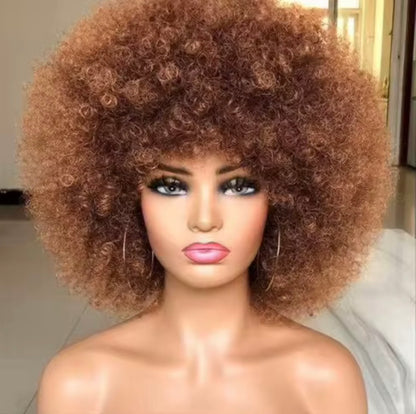 Perruque Courte Bob Cheveux Humains Frisés Afro