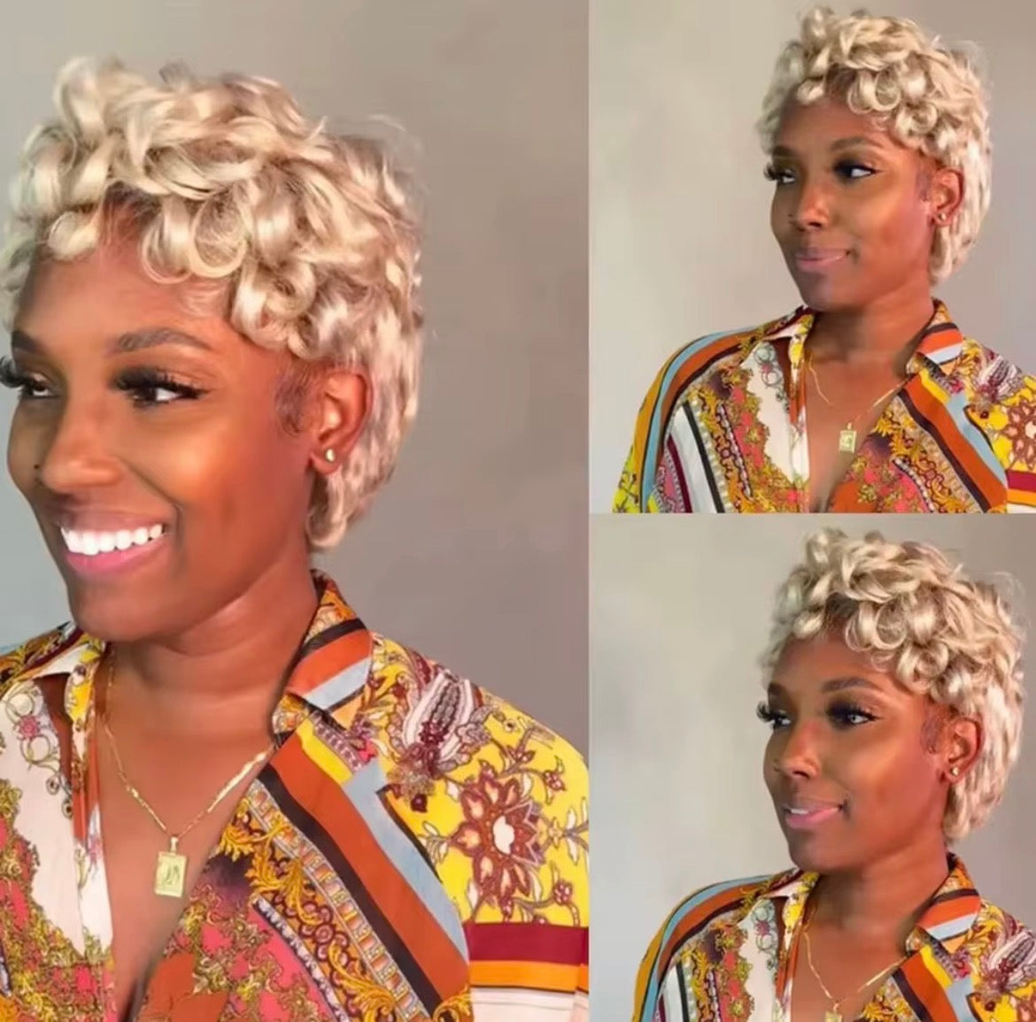 Perruque en cheveux humains court, coupe courte bob vague