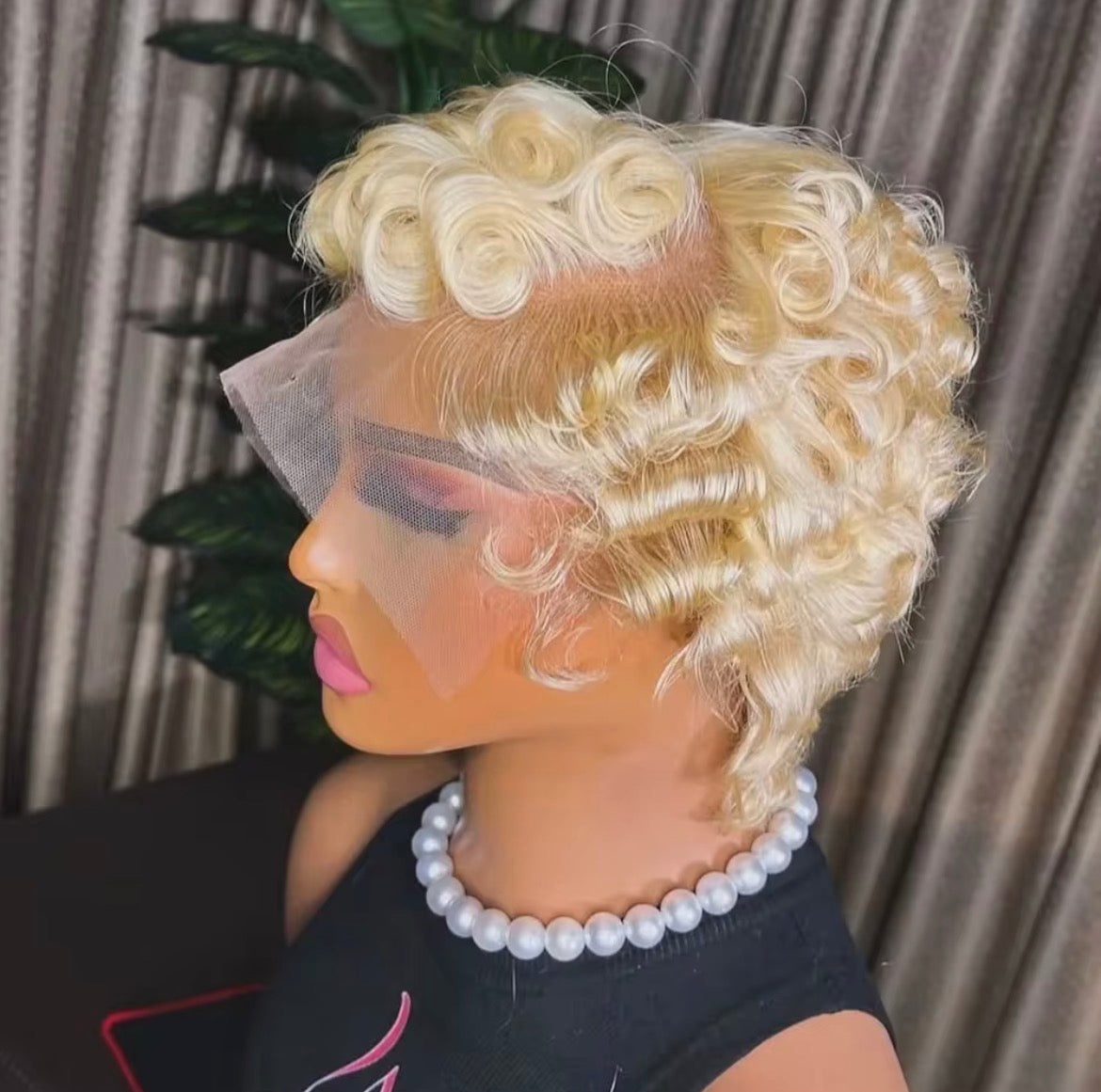 Perruque en cheveux humains court, coupe courte bob vague